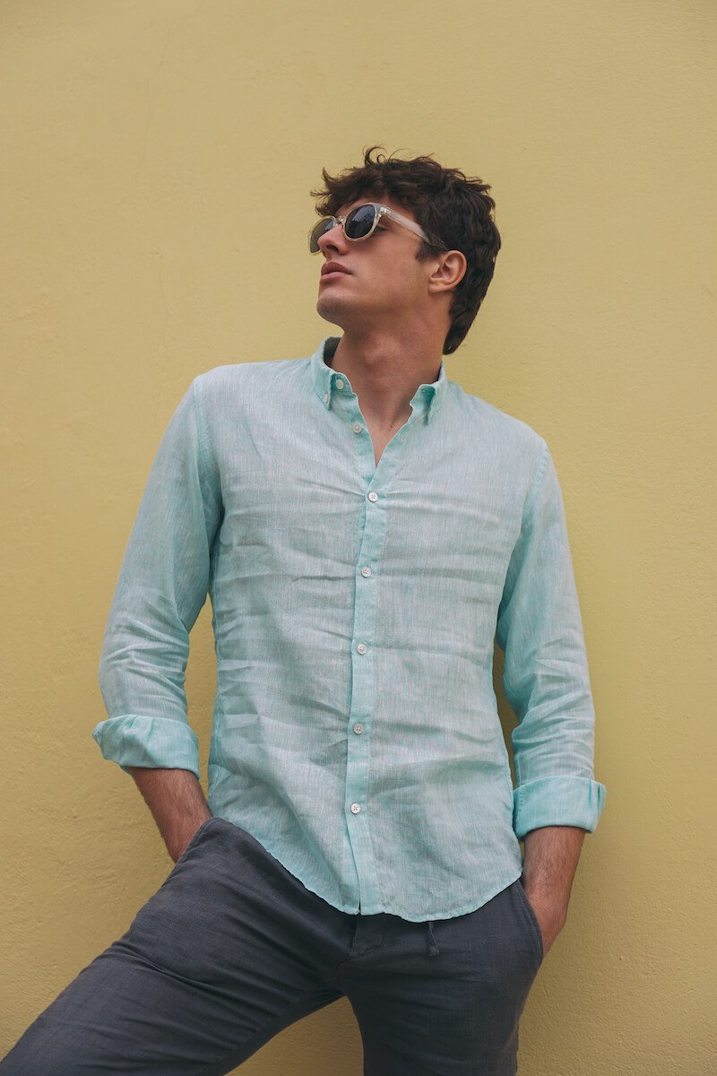 Faros Aquamarin Linen Shirt - FAROS LINEN