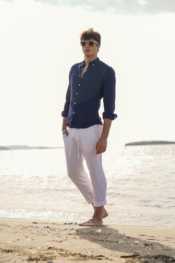 Navy Linen Shirt for Men | Italian Linen | Faros Linen Size XXL Navy Linen Shirt for Men | Italian Linen | Faros Linen Size XXL