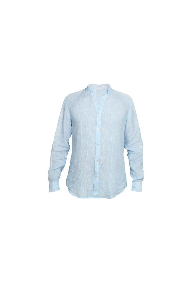 Faros Blue Stripes Linen Shirt - FAROS LINEN