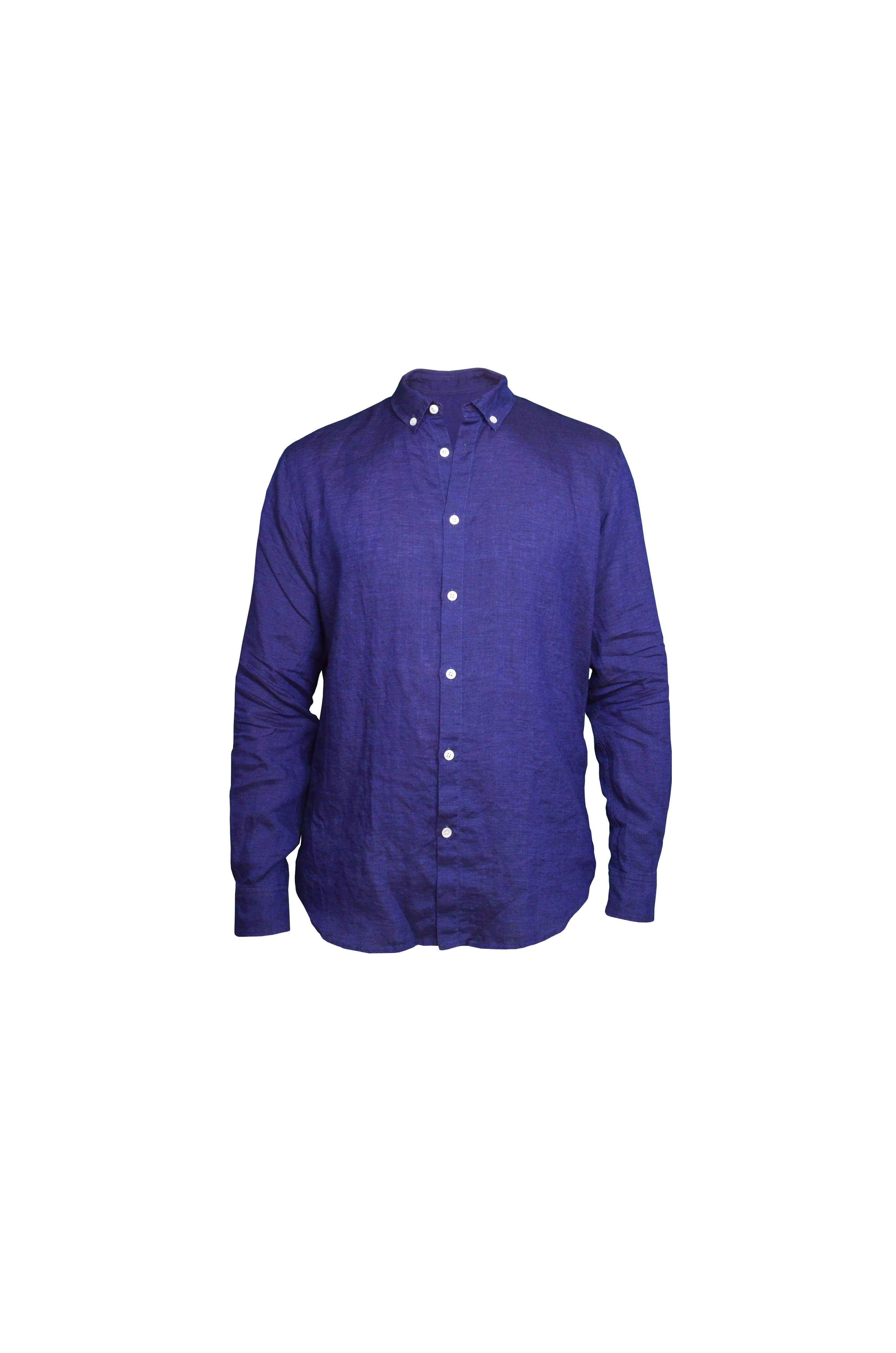 Faros Navy Linen Shirt - FAROS LINEN